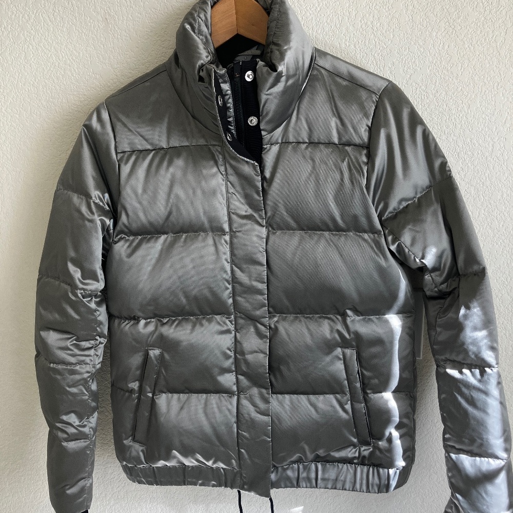 Athleta down jacket pewter/silver, size XS